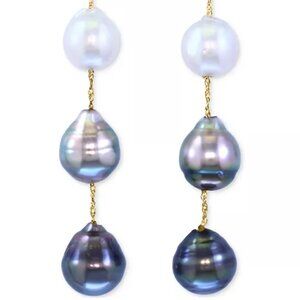 EFFY Cultured Black Tahitian & White South Sea Pearl Earrings